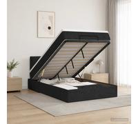 vidaXL Cama otomana con colchón con cabecera Negro 120 x 200 cm Tela