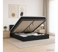 vidaXL Cama otomana con colchón con cabecera Negro 140 x 200 cm Tela