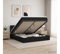 vidaXL Cama otomana con colchón con cabecera Negro 160 x 200 cm Tela