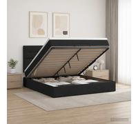 vidaXL Cama otomana con colchón con cabecera Negro 180 x 200 cm Tela