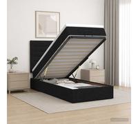 vidaXL Cama otomana con colchón con cabecera Negro 90 x 200 cm Tela