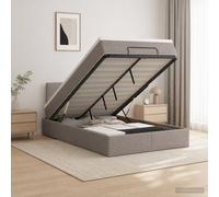 vidaXL Cama otomana con colchón con cabecero gris topo 120 x 190 cm tela, dormitorio, cama otomana moderna, espacio de almacenamiento ajustable, mueble elegante, colchón práctico