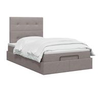 vidaXL Cama otomana con colchón con cabecero gris topo 120 x 190 cm tela, dormitorio, cama otomana moderna, espacio de almacenamiento ajustable, mueble elegante, colchón práctico