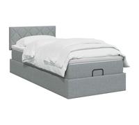 vidaXL Cama otomana con colchón Gris Claro 100 x 200 cm Tela