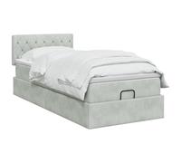 vidaXL Cama otomana con colchón Gris Claro 100 x 200 cm Terciopelo, Cama otomana Moderna, Mueble de Lujo contemporáneo, colchón de Espuma Ajustable para máxima Comodidad