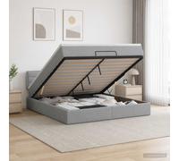 vidaXL Cama otomana con colchón gris claro 140 x 200 cm tela