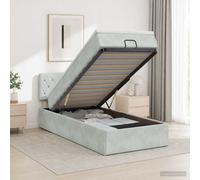 vidaXL Cama otomana con colchón Gris Claro 90 x 190 cm Terciopelo