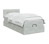 vidaXL Cama otomana con colchón Gris Claro 90 x 200 cm Terciopelo