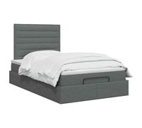 vidaXL Cama otomana con colchón Gris Oscuro 120 x 190 cm Tela, Cama Moderna con Ottomán, Almacenamiento Ajustable, Muebles Elegantes, Ahorra Espacio, Colchón Funcional