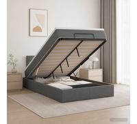 vidaXL Cama otomana con colchón Gris oscuro 120 x 200 cm Tela