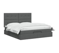 vidaXL Cama otomana con colchón Gris Oscuro 140 x 190 cm Tela, Cama Moderna con Ottomán, Almacenamiento Ajustable, Muebles Elegantes, Ahorra Espacio, Colchón Funcional