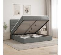 vidaXL Cama otomana con colchón Gris oscuro 140 x 200 cm Tela