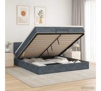 vidaXL Cama otomana con colchón Gris oscuro 180 x 200 cm Terciopelo