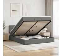vidaXL Cama otomana con colchón Gris oscuro 200 x 200 cm Tela