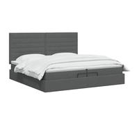 vidaXL Cama otomana con colchón Gris Oscuro 200 x 200 cm Tela, Cama Moderna con Ottomán, Almacenamiento Ajustable, Muebles Elegantes, Ahorra Espacio, Colchón Funcional