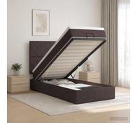 vidaXL Cama otomana con colchón Marrón Oscuro 100 x 200 cm Tela