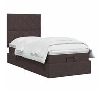 vidaXL Cama otomana con colchón Marrón Oscuro 100 x 200 cm Tela