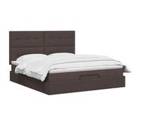 vidaXL Cama otomana con colchón Marrón Oscuro 140 x 200 cm Tela