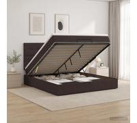 vidaXL Cama otomana con colchón Marrón Oscuro 140 x 200 cm Tela