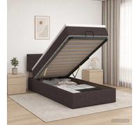 vidaXL Cama otomana con colchón Marrón Oscuro 90 x 200 cm Tela