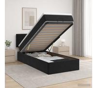 vidaXL Cama otomana con colchón Negro 100 x 200 cm Terciopelo