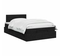 VidaXL Cama otomana con colchón negro, 120 x 200 cm, tejido otomano, cama moderna, almacenamiento ajustable, ahorro de espacio, mueble elegante, colchón funcional