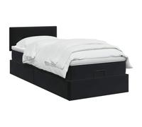 vidaXL Cama otomana con colchón Negro 90 x 200 cm Terciopelo, Cama otomana Moderna, Mueble de Lujo contemporáneo, colchón de Espuma Ajustable para máxima Comodidad