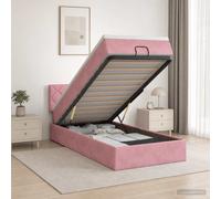 vidaXL Cama otomana con colchón Rosa 100 x 200 cm Terciopelo
