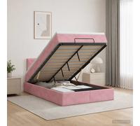 vidaXL Cama otomana con colchón Rosa 120 x 200 cm Terciopelo