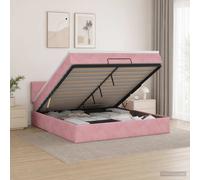 vidaXL Cama otomana con colchón Rosa 160 x 200 cm Terciopelo