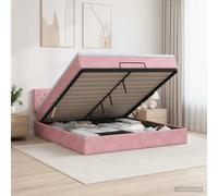 vidaXL Cama otomana con colchón Rosa 180 x 200 cm Terciopelo