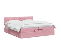 vidaXL Cama otomana con colchón Rosa 200 x 200 cm Terciopelo