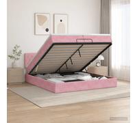 vidaXL Cama otomana con colchón Rosa 200 x 200 cm Terciopelo