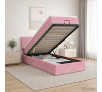 vidaXL Cama otomana con colchón Rosa 80 x 200 cm Terciopelo