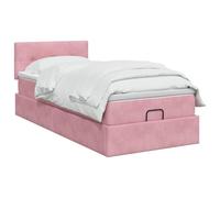 vidaXL Cama otomana con colchón Rosa 80 x 200 cm Terciopelo