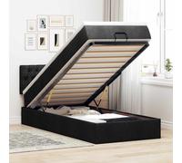 vidaXL Cama otomana con colchón tela negra 100x200 cm