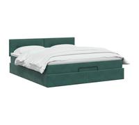 vidaXL Cama otomana con colchón Verde Oscuro 160 x 200 cm Terciopelo