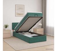 vidaXL Cama otomana con colchón Verde oscuro 90 x 190 cm Terciopelo