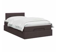 vidaXL Cama otomana con colchón y LED marrón oscuro, 120 x 190 cm | Un montón de espacio debajo de la cama para tus pertenencias, asa y elevador de gas para un fácil acceso