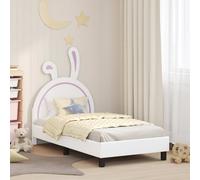 vidaXL Cama para niños con cabecero con cabecera 80 x 160 cm PU, Base de cama , estilo rectangular, mueble minimalista, plataforma , pieza con cabecera integrada