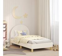 vidaXL Cama para niños con cabecero Crema 80 x 160 cm Tela de Oveja, Cama Moderna, Resistente, Diseño Rectangular, Muebles Elegantes para Tu Dormitorio, Compacta y Funcional