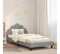 vidaXL Cama para niños con cabecero Gris Claro 90 x 200 cm Terciopelo