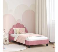 Estructura de cuna para bebé, color rosa, 80 x 160 cm, con cabecero, tapizada en terciopelo
