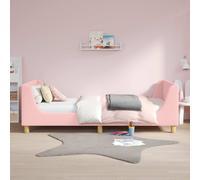 vidaXL Cama para niños con cabecero Rosa 90 x 200 cm Tela de Oveja, Cama Moderna, diseño Minimalista, Mueble Elegante para Dormir, Tela Durable, Pieza estilosa para Dormitorio Actual