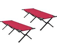 vidaXL: Cama plegable para acampar, 2 unidades, color rojo, 193 x 69 x 45 cm