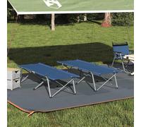 vidaXL Cama plegable para camping, 2 unidades, azul, 194 x 62,5 x 42,5 cm