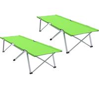 vidaXL Cama plegable para camping, 2 unidades, color verde, 194 x 62,5 x 42,5 cm