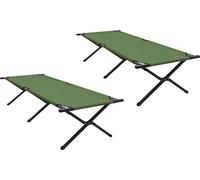 vidaXL Cama plegable para camping, 2 unidades, verde, 210 x 80 x 46 cm