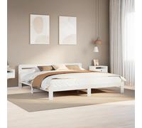 Cama de madera maciza sin colchón, color blanco, 180x200 cm, madera de pino