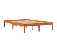 vidaXL Cama sin colchón Madera Maciza de Pino marrón Cera 140x200 cm